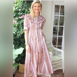 Julia Amory brown Coco Fleur Ruffle Stripe size large